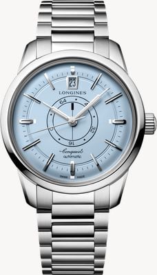 LONGINES Conquest Heritage Central Power-Reserve (38mm) esfera azul claro opalino / pulsera de acero inoxidable L16484926