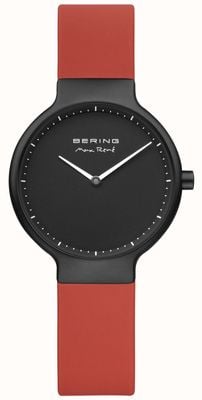 Bering MaxRené红色表带，黑色ip电镀表壳和表盘 15531-523