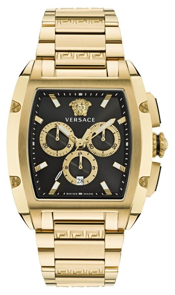 Versace DOMINUS CHRONO 42mm Black Dial  Gold PVD Watch