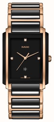 RADO Integral l heren zwart/rose gouden pvd vergulde armband diamant zwarte wijzerplaat R20207712