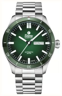 Tutima Glashütte Grand Flieger Airport Automatik (41 mm), grünes Dégradé-Zifferblatt / Edelstahlarmband 6107-04