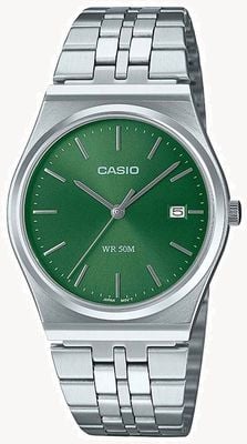 Casio Quartz analogique série Mtp (35 mm) cadran soleillé vert forêt / bracelet en acier inoxydable MTP-B145D-3AVEF