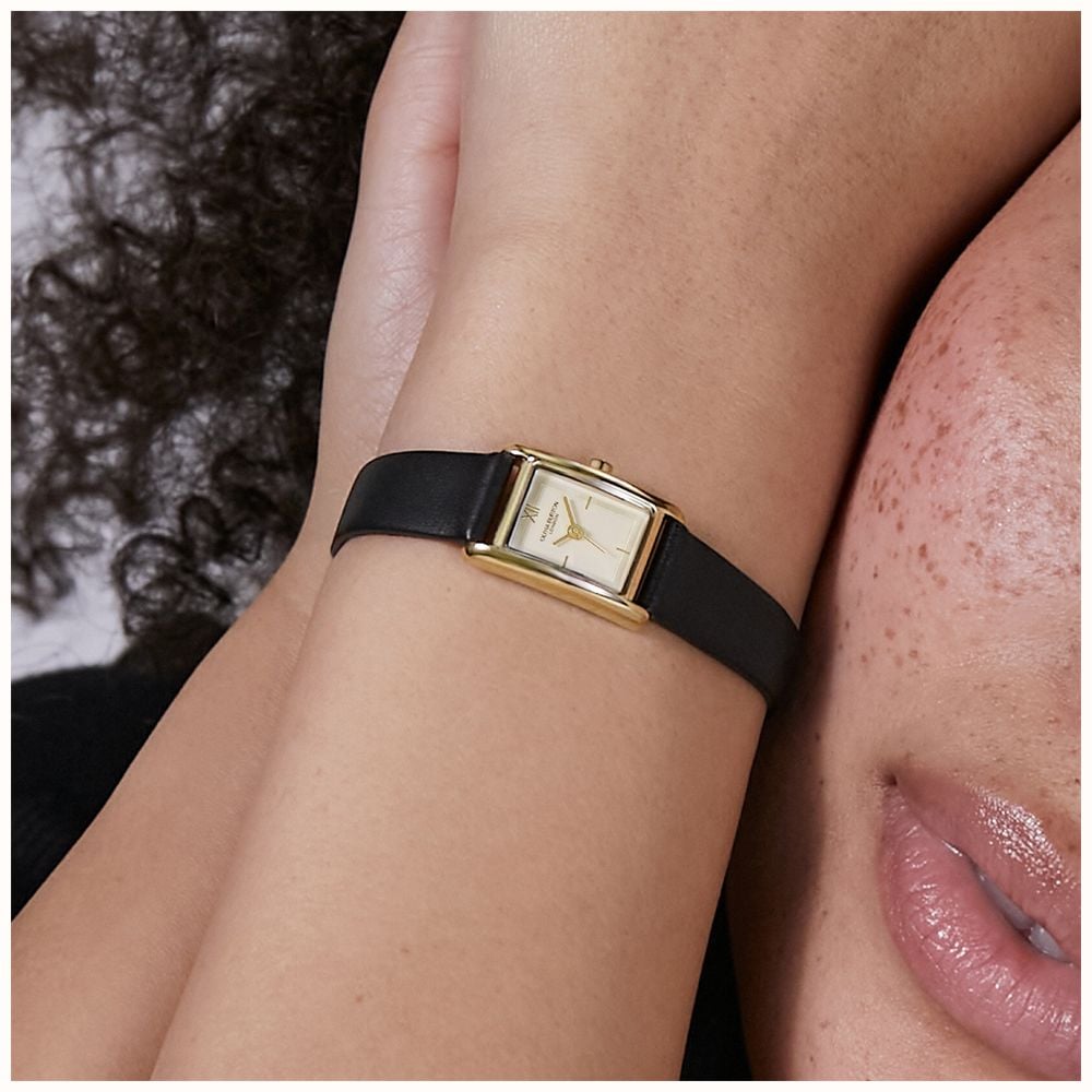 Olivia Burton 16mm Mini Grove Gold & Black Leather Strap 24000437 - 备用视图 3