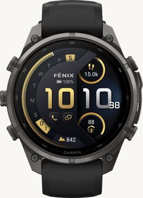 Garmin Fenix 9 Pro inReach 47 mm smartwatch GPS premium – tytan szary węglowy z czarnym paskiem silikonowym 010-04336-11