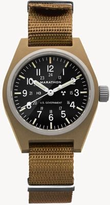 Marathon Gpm デザートタン 汎用機械式 US ガバメント (34mm) ブラック ダイヤル / タン バリスティック ナイロン ストラップ WW194003DT-0003