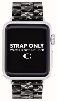 Coach Apple Watch ストラップ (38/40/41mm) パターン付きブラック樹脂ブレスレット 14700232