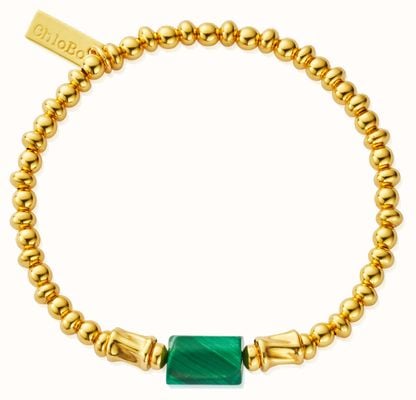ChloBo Protection Spirit Stone Bracelet - Malachite - 18ct Gold Plated (18cm) GBSSM