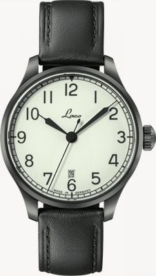 Laco Casablanca Automatic (39mm) Superluminova C3 Dial / Black Leather Strap Watch 862115