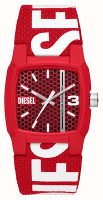 Diesel クリフハンガー |赤い模様の文字盤 |赤いリサイクル海洋プラスチック連鎖球菌 DZ2168