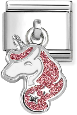 Nomination Classic Pink Glitter Unicorn Steel Charm 331805/20