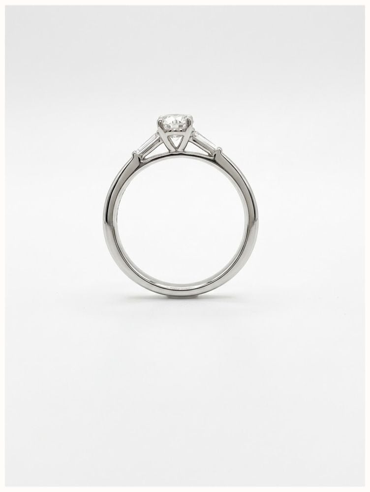 0.55ct Baguette & Pear Natural Diamond Platinum Trilogy Ring TRL32362 - alternate view 3