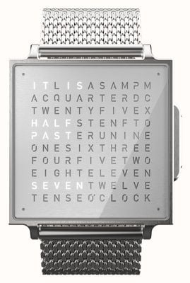 QLOCKTWO W fine steel - anglais (38 mm) cadran argenté / bracelet en acier inoxydable QW38EN3BRBMBRN