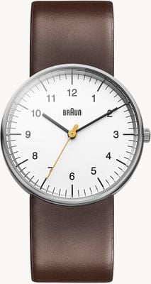 Braun Montre Bn0021 classique à quartz (38 mm) cadran blanc / bracelet en cuir marron BN0021WHBRG