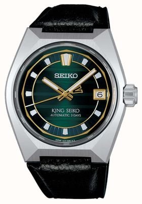 King Seiko Vanac "Tokyo Horizon" in Urban Green (41 mm) quadrante verde / cinturino in pelle nera SLA095J1