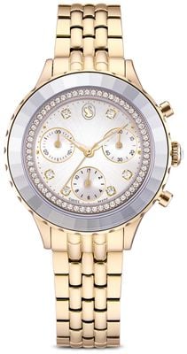 Swarovski Octea Chrono (37mm) White Sunray Dial / Champagne Gold PVD Stainless Steel Bracelet 5730194
