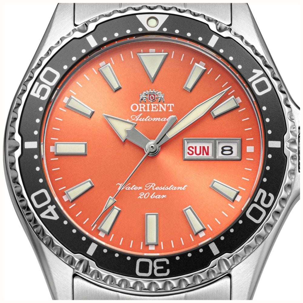 Orient Men's Automatic Dive Mako Kamasu Orange Sunburst Dial Stainless Steel Bracelet Sapphire Crystal RA-AA0826Y39B - vue alternative 5