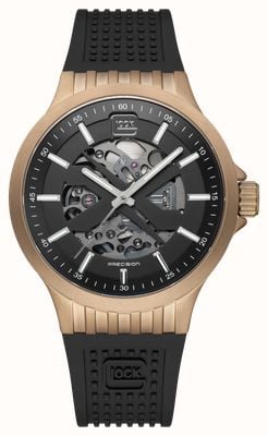 GLOCK Precision Skeleton Automatic (44mm) Black Dial / Black RTF-Textured Silicone Strap GW-14-2-24