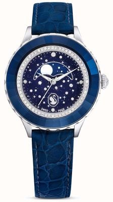 Swarovski Octea 月球腕表，瑞士制造，月球图案，皮表带，蓝色，sta 5677494
