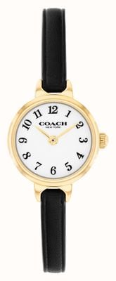 Coach Iris Quarzuhr mit zwei Zeigern (22,5 mm), weißes Zifferblatt / schwarzes Lederarmband 14504654
