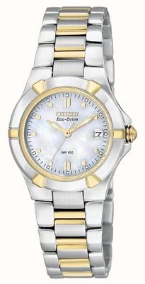 Citizen Riva dameshorloge met tweekleurige stalen kast en eco-drive EW1534-57D