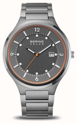 Bering Reloj de hombre solar (42 mm) esfera gris / acero inoxidable gris 14442-777