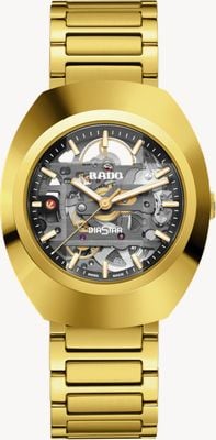 RADO Diastar origineel skelet (38 mm) skelet wijzerplaat / goudkleurige roestvrijstalen band R12164153