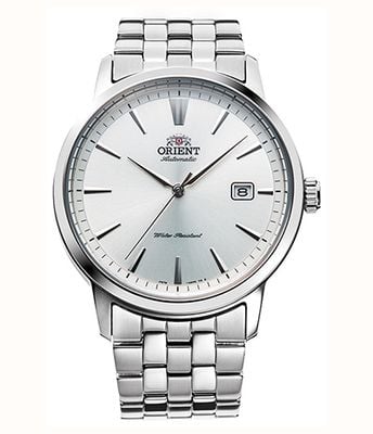 Orient Montre mécanique contemporaine (41,6 mm), cadran argenté, bracelet en acier inoxydable RA-AC0F02S30B