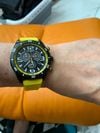 Customer picture of Citizen Eco-Drive Sport Chronograph (45mm) Black Dial / Yellow Silicone Strap AT2585-08E