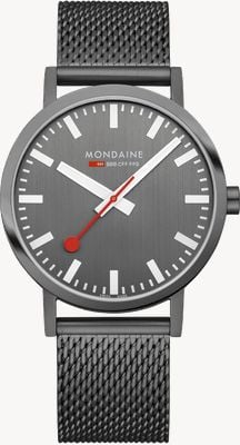 Mondaine Mostrador clássico (40 mm) em antracite / pulseira de malha em aço inoxidável com revestimento PVD em antracite A660.30360.81SBM