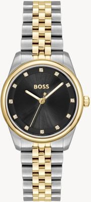 BOSS Grazioso quadrante nero prezioso (32 mm) / bracciale in acciaio inossidabile bicolore 1502811