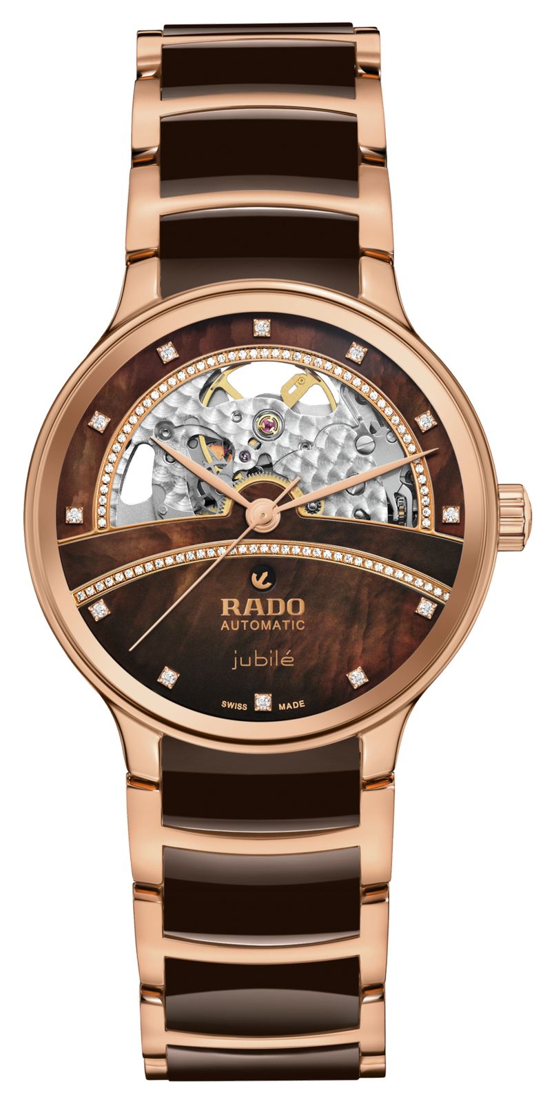RADO Damen-Centrix Open Heart Automatik (35 mm) braunes uhr-image-143620