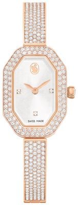 Swarovski Dextera-Armreif (30,5 mm) silbernes Zifferblatt / kristallbesetztes Armband aus roségoldfarbenem Edelstahl 5672992