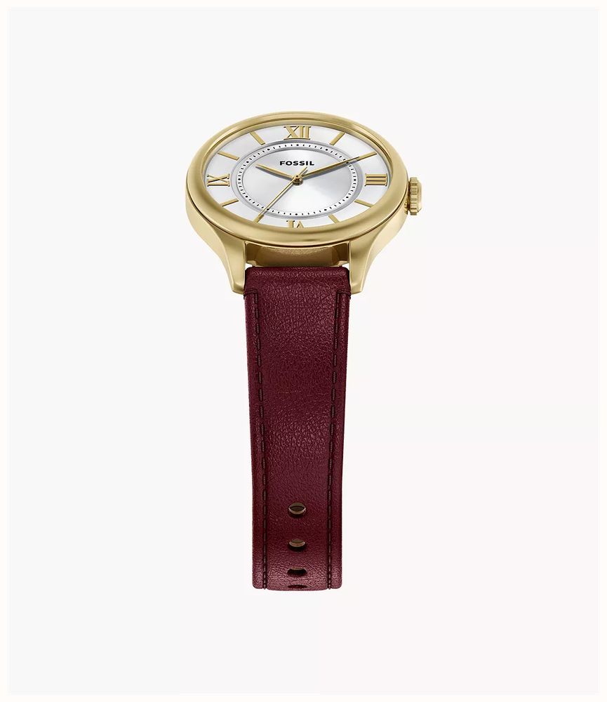 Fossil Gilmore 28 mm Three-Hand Red Leather Fossil Watch ES5510 - alternate view 4