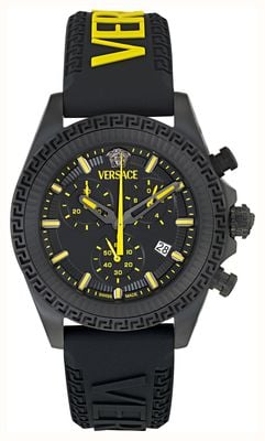 Versace FORNAX Quartz Chronograph (44mm) Black Dial / Black Silicone Strap VE0W00225