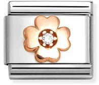 Nomination CLASSIC LINK, FOUR-LEAF CLOVER, WHITE STONE Charm 430305/43