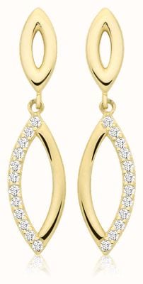 James Moore TH 9ct Yellow Gold And CZ Drop Earrings ES210S