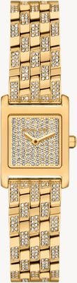 Michael Kors Georgie pavé quartz (19mm) kristalbezette gouden wijzerplaat / gouden PVD roestvrijstalen armband MK7628