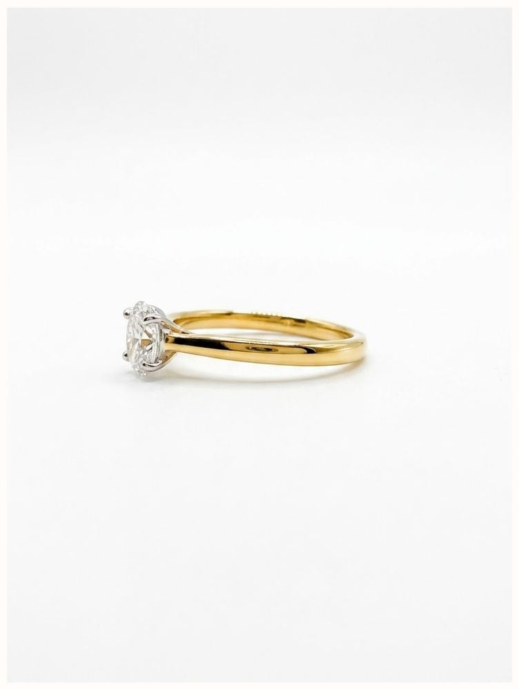 0.50ct Oval Natural Diamond 18ct Yellow Gold Solitaire Ring J93634 - vue alternative 2