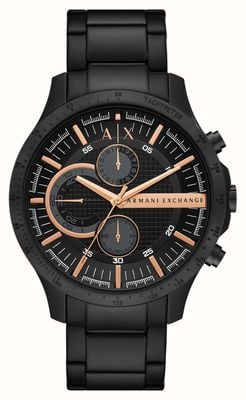 Armani Exchange Hommes | cadran chronographe noir | bracelet en acier inoxydable noir AX2429