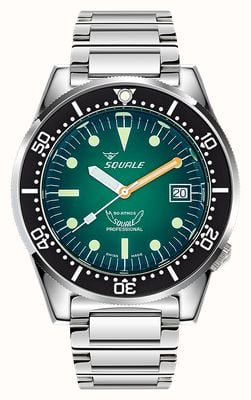 Squale 1521 raio verde (42 mm) mostrador verde / pulseira de aço inoxidável 1521PROFGR.SQ20L