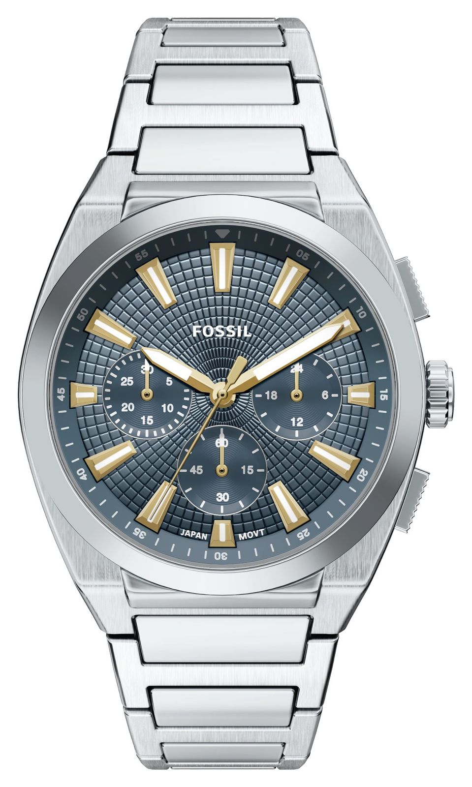 Fossil Chronographe Everett (44 mm), cadran bleu / bracelet montre