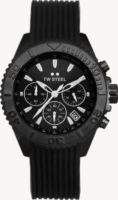 TW Steel Vanceur Diver (42 mm) für Herren, schwarzes Zifferblatt/schwarzes Gummiarmband VA4