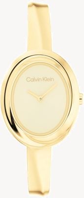 Calvin Klein Lunette torsadée (26 mm) cadran doré / bracelet en acier inoxydable PVD doré 25100056