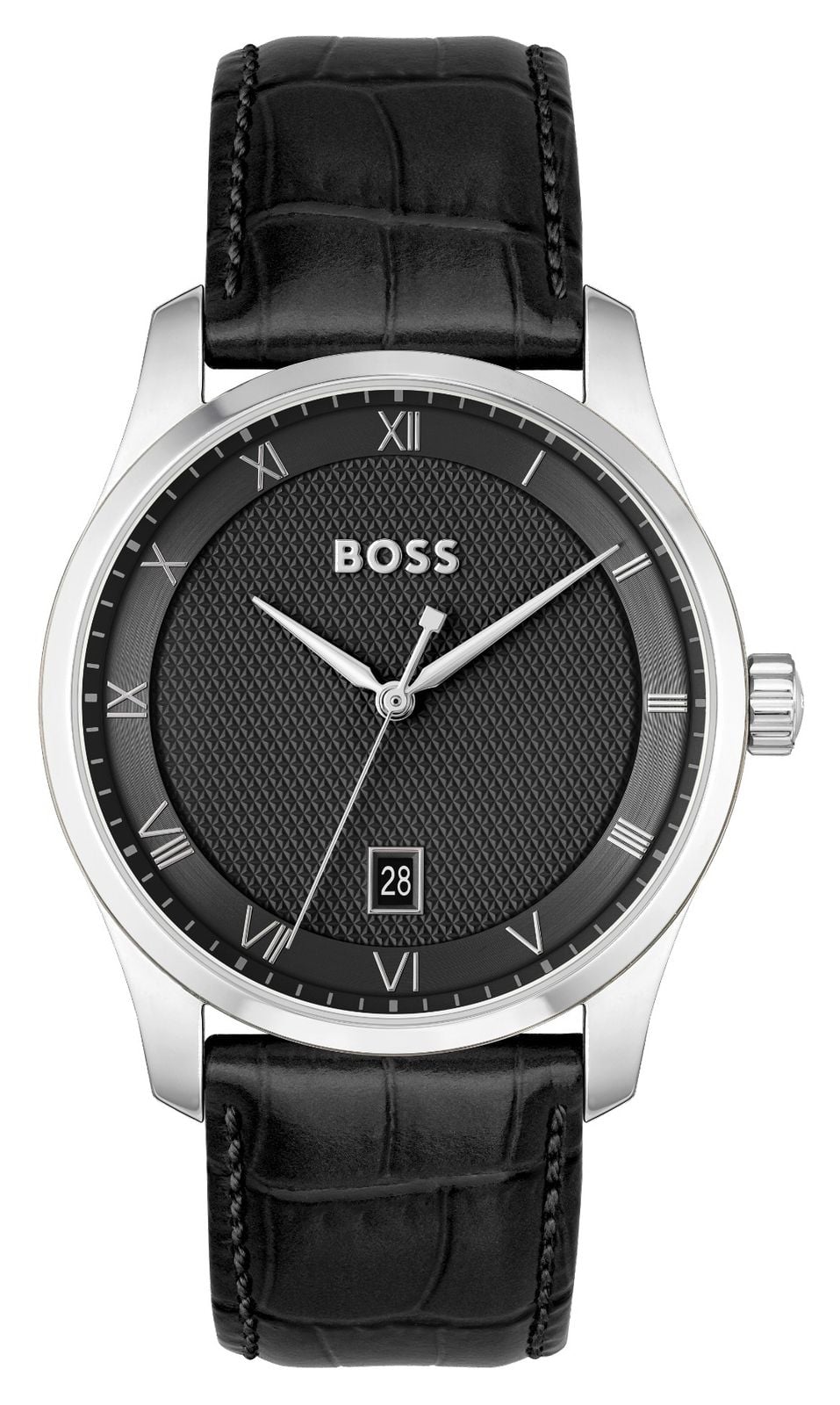 BOSS Principe (41mm) cadran noir / bracelet cuir noir montre
