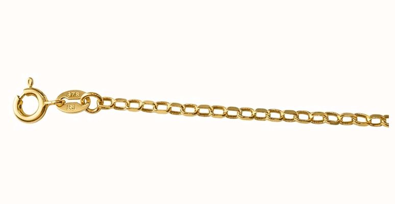James Moore & Co Semi Hollow Diamond-Cut Oval elcher 19" 1.75mm 9ct Yellow Gold Chain HOBD-175-9Y-18