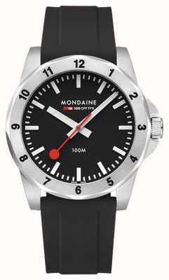 Mondaine Numeri quartzo (42 mm) mostrador preto / pulseira de silicone preta MSN.42120.RB