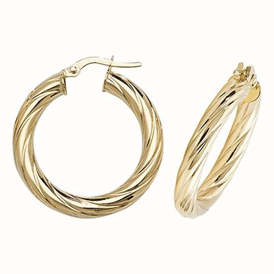 James Moore 9ct Yellow Gold 20mm Hoop Earrings ER1059 20