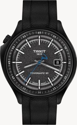 Tissot Pinarello Powermatic 80 Special Edition (43mm) Schwarzes Zifferblatt / schwarzes Kautschukarmband Uhr T1624089706100