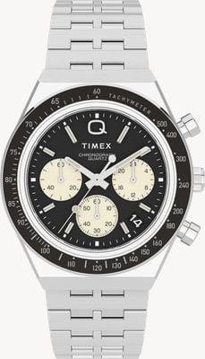 Timex Q Diver Inspired Chrono (40mm) Black Dial / Stainless Steel Bracelet TW2V42600