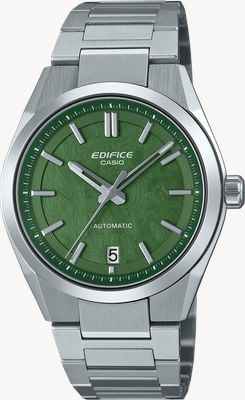 Casio Mechanisch (39 mm) der Efk-100-Serie, grünes Zifferblatt im Carbon-Stil, Edelstahlarmband EFK-100D-3AER